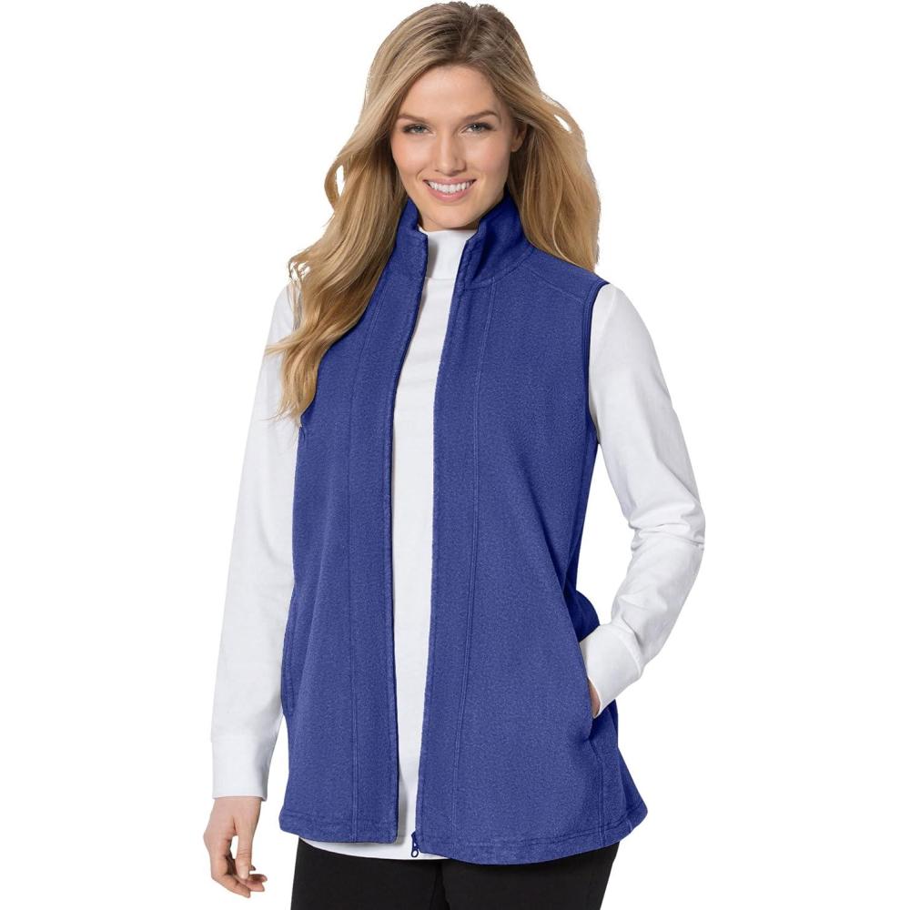 imageWoman Within Plus Size ZipFront Microfleece Vest Long Fleece VestUltra Blue