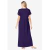 Amoureuse Plus Size Long Lace Top Stretch Knit Gown(Dark Grape)