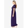 Amoureuse Plus Size Long Lace Top Stretch Knit Gown(Dark Grape)
