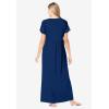 Amoureuse Plus Size Long Lace Top Stretch Knit Gown(Evening Blue)