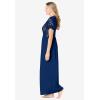 Amoureuse Plus Size Long Lace Top Stretch Knit Gown(Evening Blue)