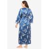 Amoureuse Plus Size The Luxe Satin Long Peignoir Set(Blue Dream Crane)