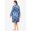 Amoureuse Plus Size The Luxe Satin Short Peignoir Set(Blue Dream Crane)