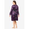 Amoureuse Plus Size The Luxe Satin Short Peignoir Set(Dark Grape Zebra)