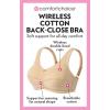 Comfort Choice Women’s Plus Size Cotton Back-Close Wireless Bra(Bright Purple Roses)