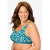 Comfort Choice Women’s Plus Size Cotton Back-Close Wireless Bra(Deep Teal Fairisle Heart)