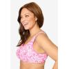 Comfort Choice Women’s Plus Size Cotton Back-Close Wireless Bra(Peony Petal Floral)