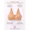 Comfort Choice Women’s Plus Size Cotton Back-Close Wireless Bra(White)