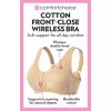 Comfort Choice Women’s Plus Size Cotton Front-Close Wireless Bra(Black)