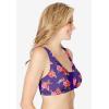 Comfort Choice Women’s Plus Size Cotton Front-Close Wireless Bra(Bright Purple Roses)