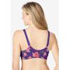 Comfort Choice Women’s Plus Size Cotton Front-Close Wireless Bra(Bright Purple Roses)