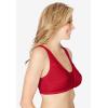 Comfort Choice Women’s Plus Size Cotton Front-Close Wireless Bra(Classic Red)
