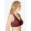 Comfort Choice Women’s Plus Size Cotton Front-Close Wireless Bra(Classic Red Plaid)