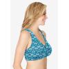 Comfort Choice Women’s Plus Size Cotton Front-Close Wireless Bra(Deep Teal Fair Isle Heart)