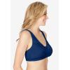 Comfort Choice Women’s Plus Size Cotton Front-Close Wireless Bra(Evening Blue)