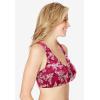 Comfort Choice Women’s Plus Size Cotton Front-Close Wireless Bra(Pomegranate Holiday Holly)