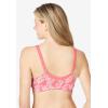 Comfort Choice Women’s Plus Size Cotton Front-Close Wireless Bra(Sweet Coral Palms)