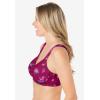 Comfort Choice Women’s Plus Size Cotton Wireless Lightly Padded T-Shirt Bra(Pomegranate Roses)