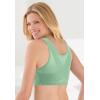 Comfort Choice Women’s Plus Size Front Close Wireless Posture Bra(Olive Mint)