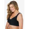 Comfort Choice Women’s Plus Size Front-Close Cotton Wireless Posture Bra(Black)