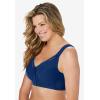 Comfort Choice Women’s Plus Size Front-Close Cotton Wireless Posture Bra(Evening Blue)