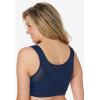 Comfort Choice Women’s Plus Size Front-Close Cotton Wireless Posture Bra(Evening Blue)