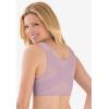 Comfort Choice Women’s Plus Size Front-Close Cotton Wireless Posture Bra(Sunset Mauve Floral)