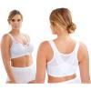 Comfort Choice Women’s Plus Size Front-Close Embroidered Wireless Posture Bra(White Floral)