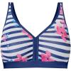 Comfort Choice Women’s Plus Size Wireless Back-Close Lounge Bra(Evening Blue Floral Stripe)