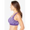 Comfort Choice Women’s Plus Size Wireless Back-Close Lounge Bra(Plum Burst Chevron)