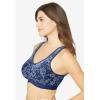 Comfort Choice Women’s Plus Size Wireless Front-Close Lounge Bra(Evening Blue Rose)