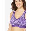 Comfort Choice Women’s Plus Size Wireless Front-Close Lounge Bra(Plum Burst Chevron)