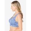 Comfort Choice Women’s Plus Size Wireless Microfiber T-Shirt Bra(French Blue Batik Floral)