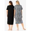 Dreams & Co. Plus Size 2-Pack Long Sleepshirts(Black Animal Paw)