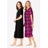 Dreams & Co. Plus Size 2-Pack Long Sleepshirts(Black Hearts)