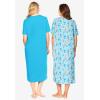 Dreams & Co. Plus Size 2-Pack Long Sleepshirts(Caribbean Blue Clouds)