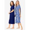 Dreams & Co. Plus Size 2-Pack Long Sleepshirts(Evening Blue Golden Retriever)