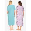 Dreams & Co. Plus Size 2-Pack Long Sleepshirts(Pale Ocean Ornament)