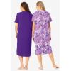 Dreams & Co. Plus Size 2-Pack Long Sleepshirts(Plum Burst Floral Butterfly)