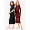 Dreams & Co. Plus Size 2-Pack Long Sleepshirts(Red Buffalo Plaid)
