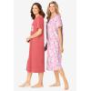 Dreams & Co. Plus Size 2-Pack Long Sleepshirts(Sweet Coral Bees)