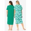 Dreams & Co. Plus Size 2-Pack Long Sleepshirts(Tropical Emerald Cat)