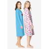 Dreams & Co. Plus Size 2-Pack Long-Sleeve Sleepshirt(Glass Blue Mugs)