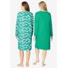 Dreams & Co. Plus Size 2-Pack Long-Sleeve Sleepshirt(Tropical Emerald Cat)