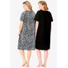 Dreams & Co. Plus Size 2-Pack Short-Sleeve Sleepshirt(Black Animal Paw)