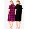 Dreams & Co. Plus Size 2-Pack Short-Sleeve Sleepshirt(Black Hearts)
