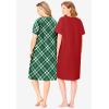Dreams & Co. Plus Size 2-Pack Short-Sleeve Sleepshirt(Classic Red Reindeer Cat)