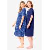 Dreams & Co. Plus Size 2-Pack Short-Sleeve Sleepshirt(Evening Blue Pajamas)