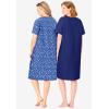 Dreams & Co. Plus Size 2-Pack Short-Sleeve Sleepshirt(Evening Blue Pajamas)