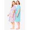 Dreams & Co. Plus Size 2-Pack Short-Sleeve Sleepshirt(Pale Ocean Ornament)